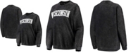 Pressbox Women's Black Wisconsin Badgers Comfy Cord Vintage-Like Wash Basic Arch Pullover Sweatshirt
